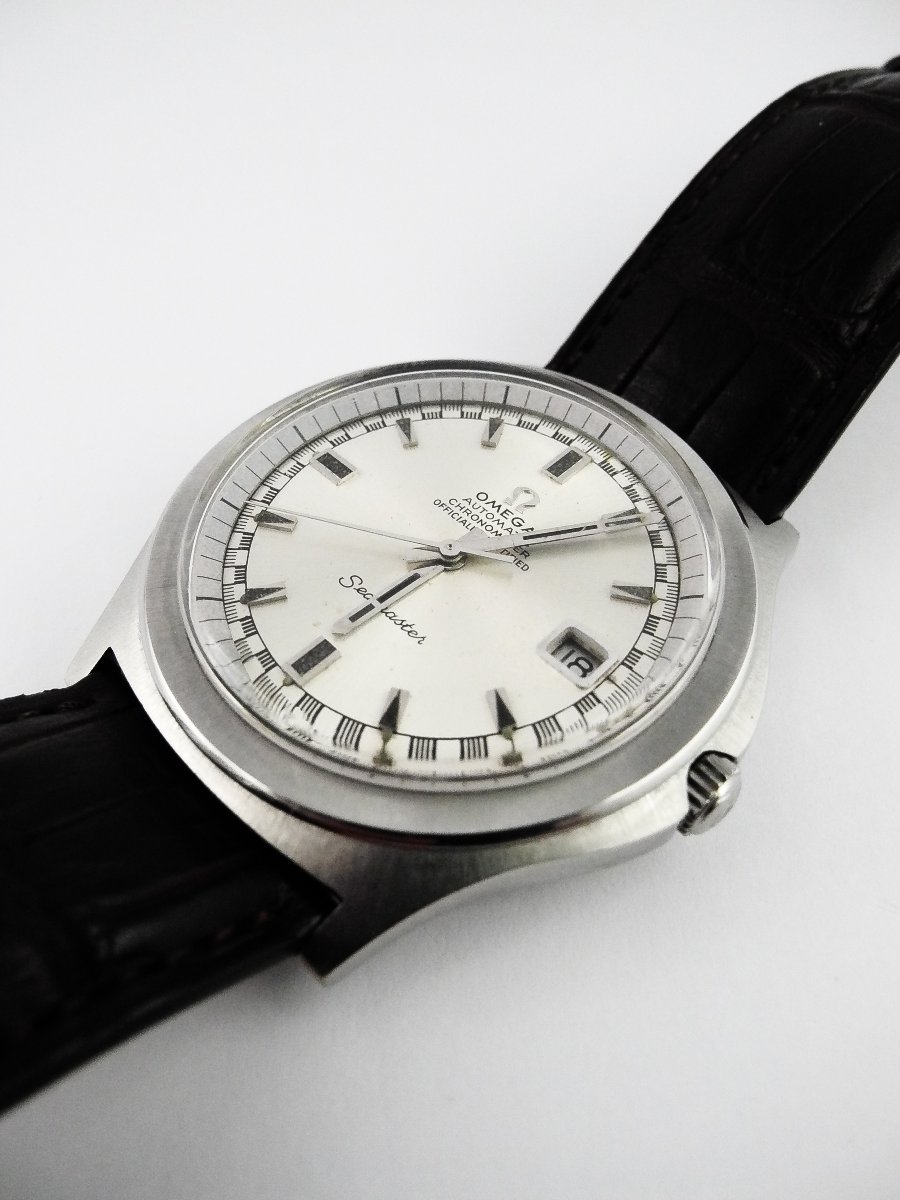 Omega Seamaster Automatic 1975 Chronometer Watch, Steel On Leather, Turtle Shape, Box -photo-3