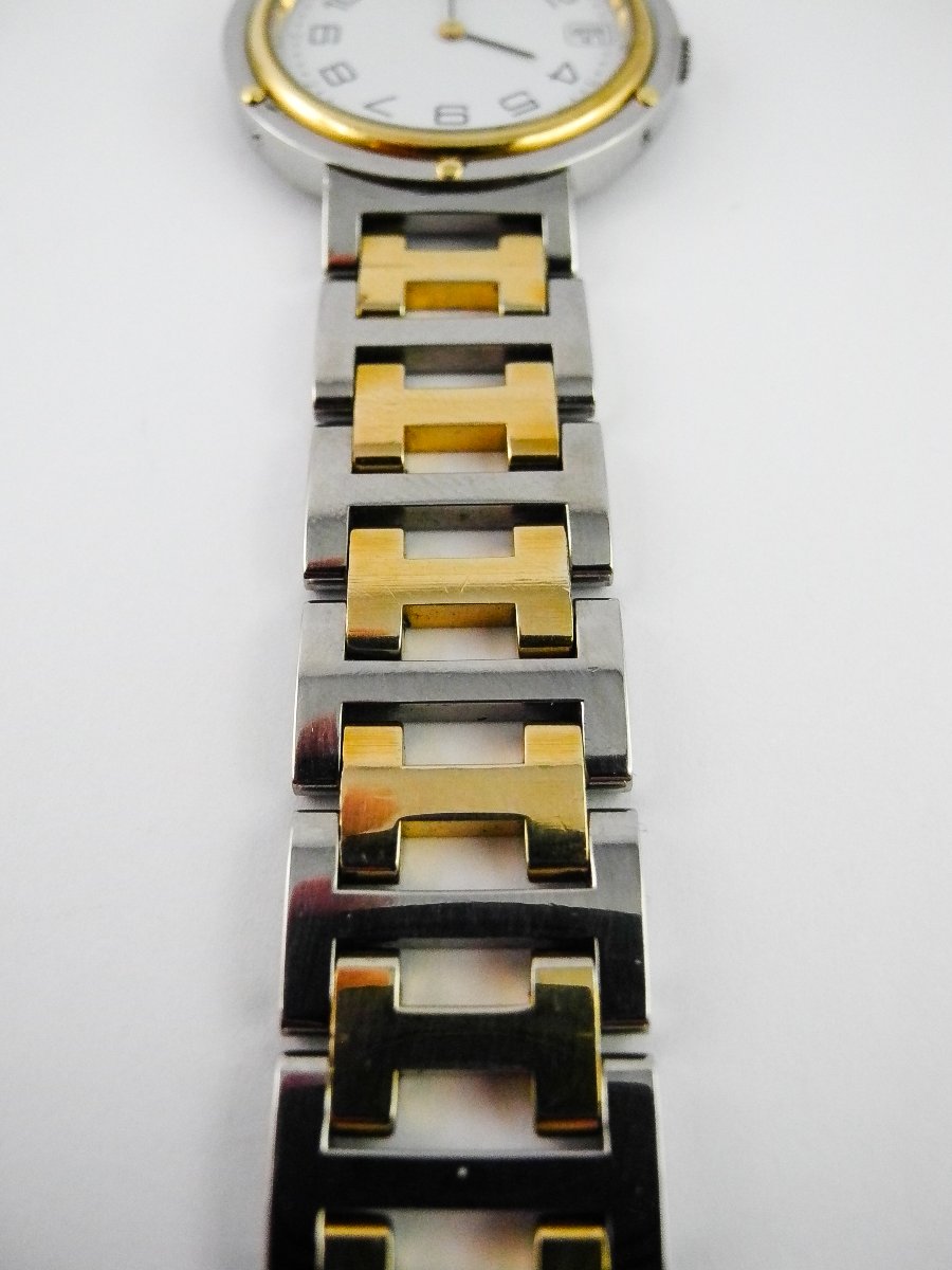 Montre Hermès Clipper Homme Ronde Bicolore Acier Sur Bracelet Bicolore Acier, Quartz Dato-photo-4