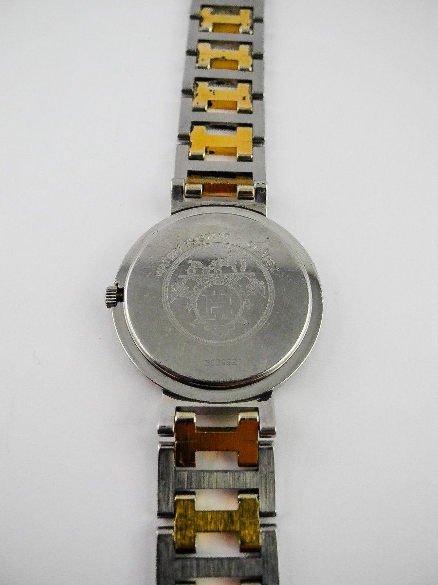 Montre Hermès Clipper Homme Ronde Bicolore Acier Sur Bracelet Bicolore Acier, Quartz Dato-photo-6