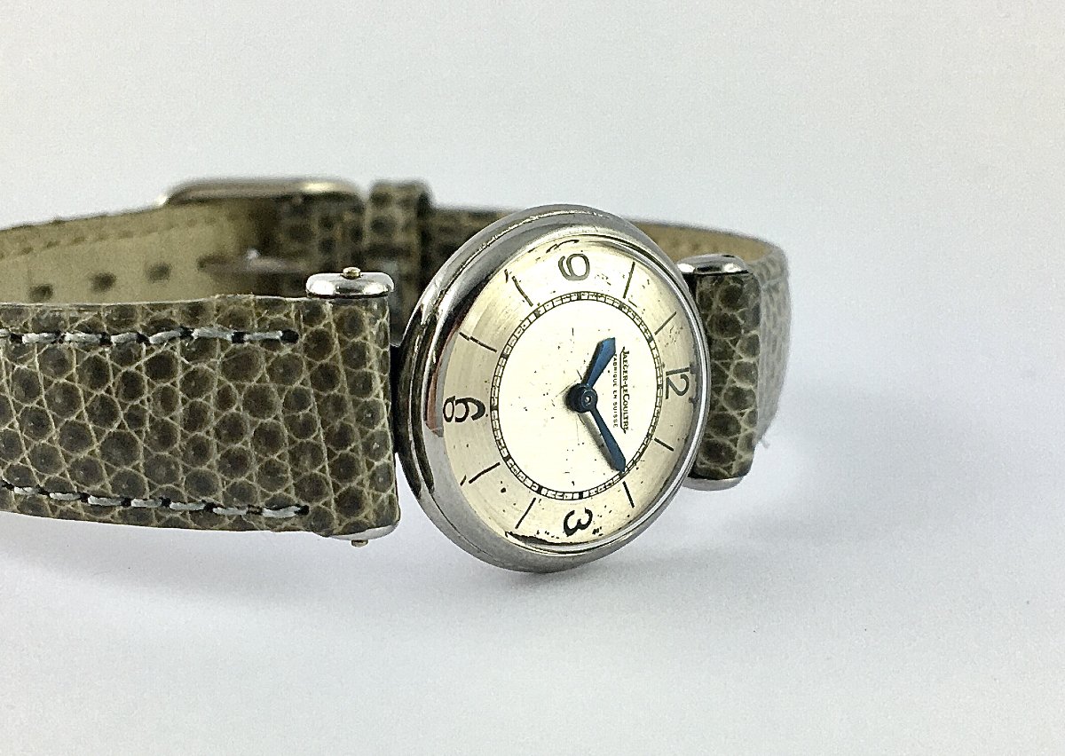 Montre Dame Jaeger Lecoultre Duoplan Petit Format Années 50 Mécanique Acier sur Cuir-photo-2