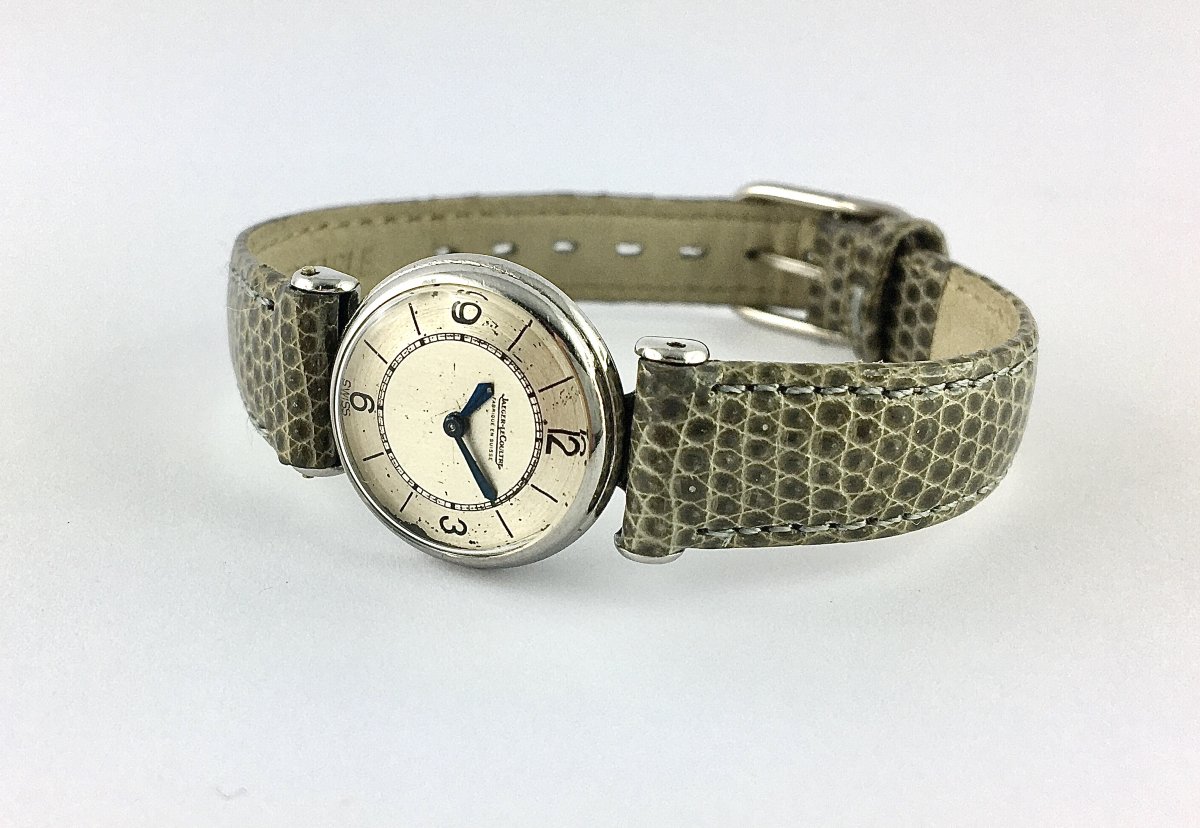 Montre Dame Jaeger Lecoultre Duoplan Petit Format Années 50 Mécanique Acier sur Cuir-photo-3