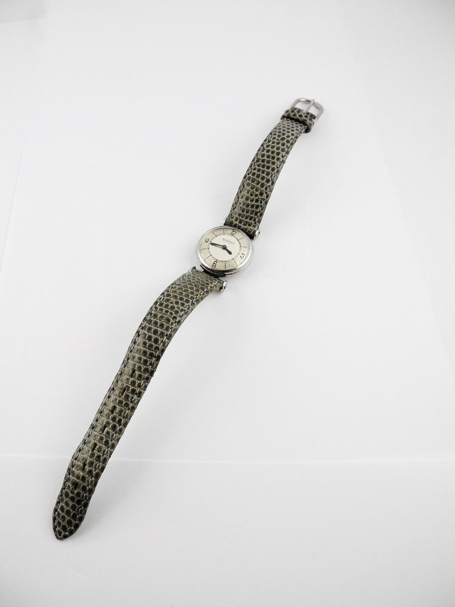 Montre Dame Jaeger Lecoultre Duoplan Petit Format Années 50 Mécanique Acier sur Cuir-photo-7