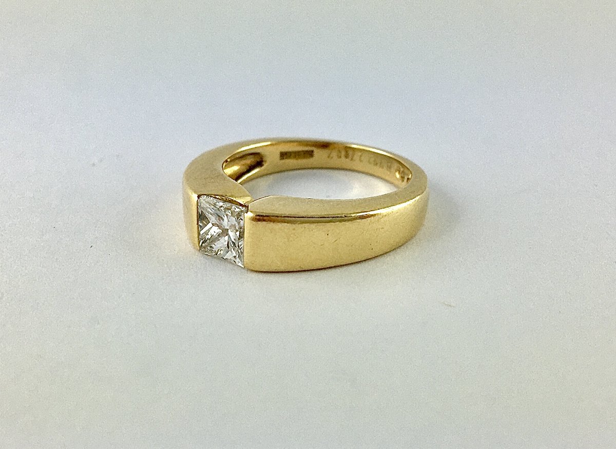 Boucheron Princess Cut Diamond Solitaire Ring In Yellow Gold-photo-3