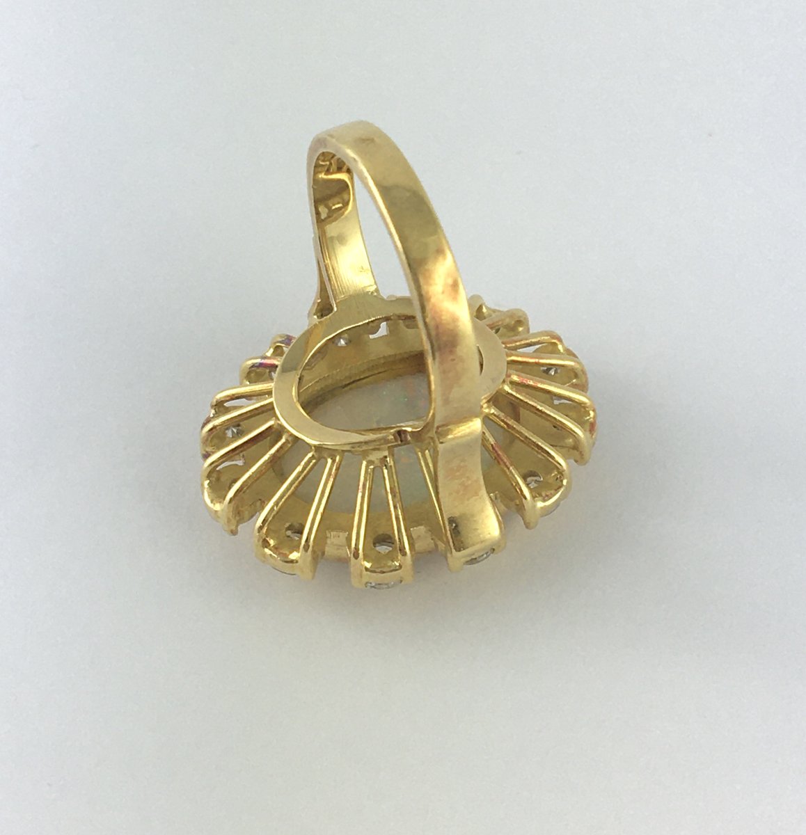 Australian Opal Daisy Ring With Diamond Surround On Yellow Gold -photo-4