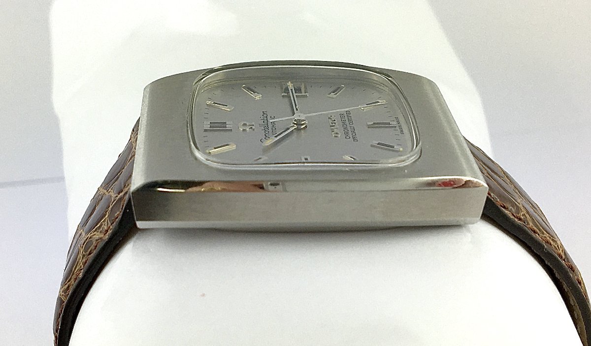 Montre Oméga Constellation Automatique 1970 Chronomètre Certifié, Acier Sur Cuir, Forme Tonneau-photo-2