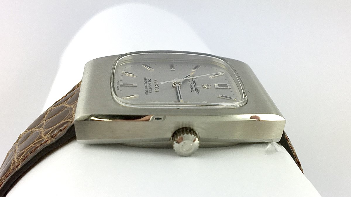 Montre Oméga Constellation Automatique 1970 Chronomètre Certifié, Acier Sur Cuir, Forme Tonneau-photo-3