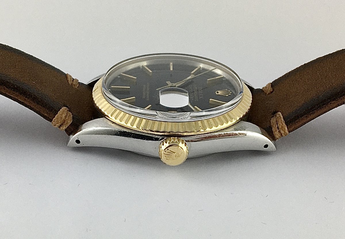 Montre Rolex Datejust Acier Lunette Or Jaune Cadran Noir Automatique Année 1987, Boîte & Papier-photo-3