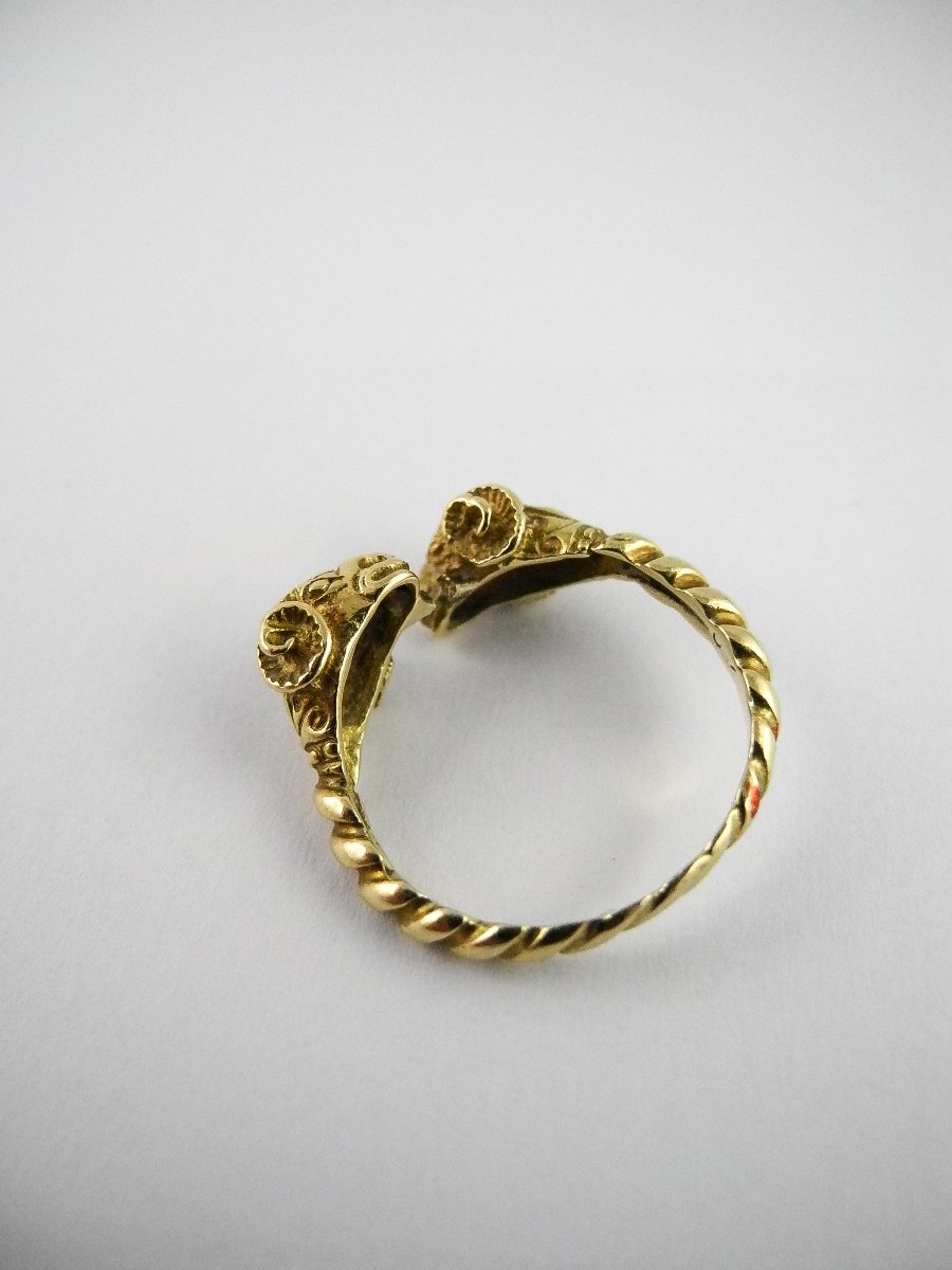 Antique Style Yellow Gold Ram Head Ring-photo-7