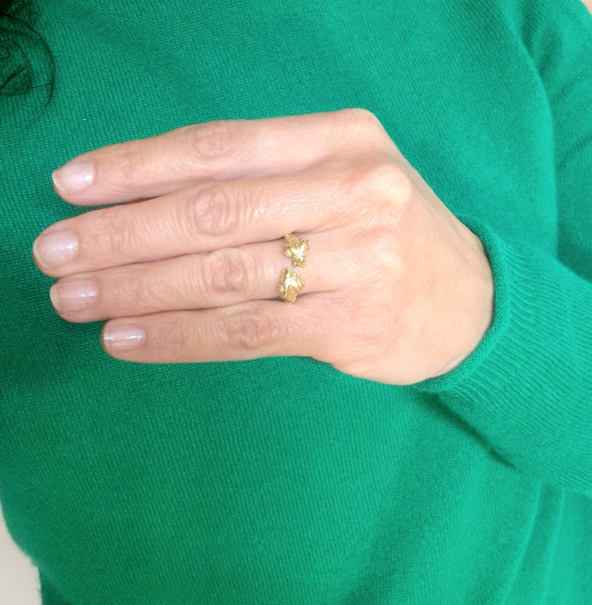 Antique Style Yellow Gold Ram Head Ring-photo-8