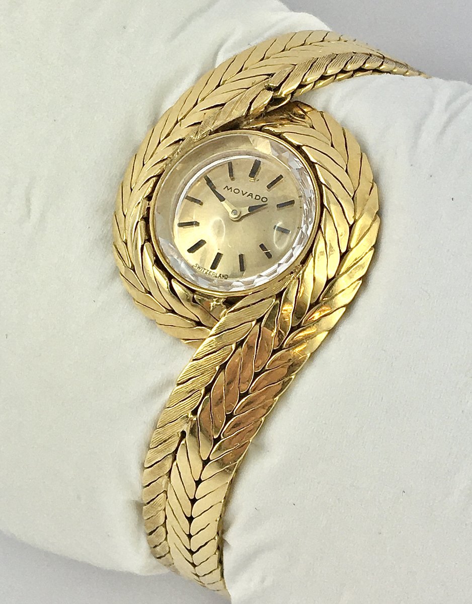 Movado Yellow Gold Tourbillon Jewelry Watch, 1950s Style, Mechanical-photo-1