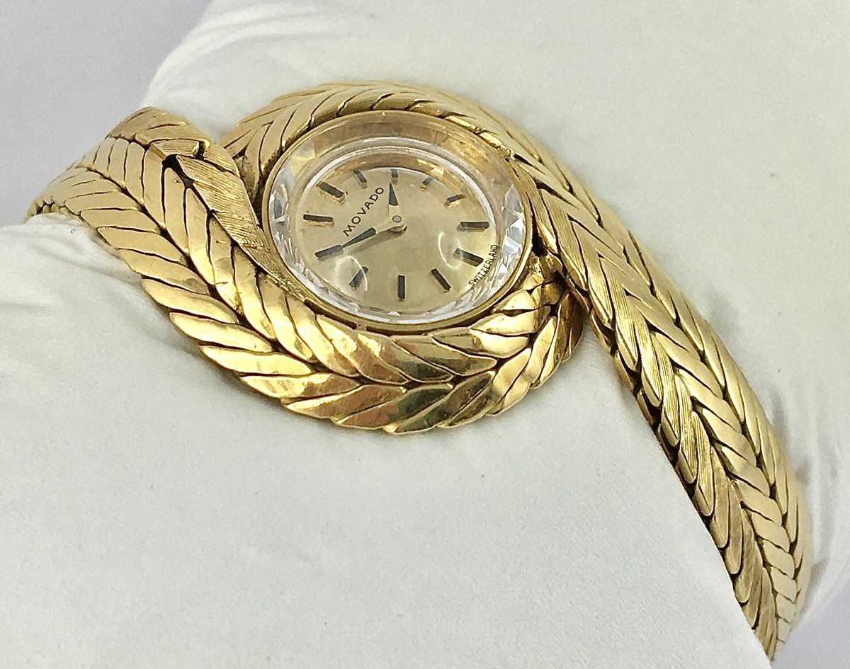 Movado Yellow Gold Tourbillon Jewelry Watch, 1950s Style, Mechanical-photo-3