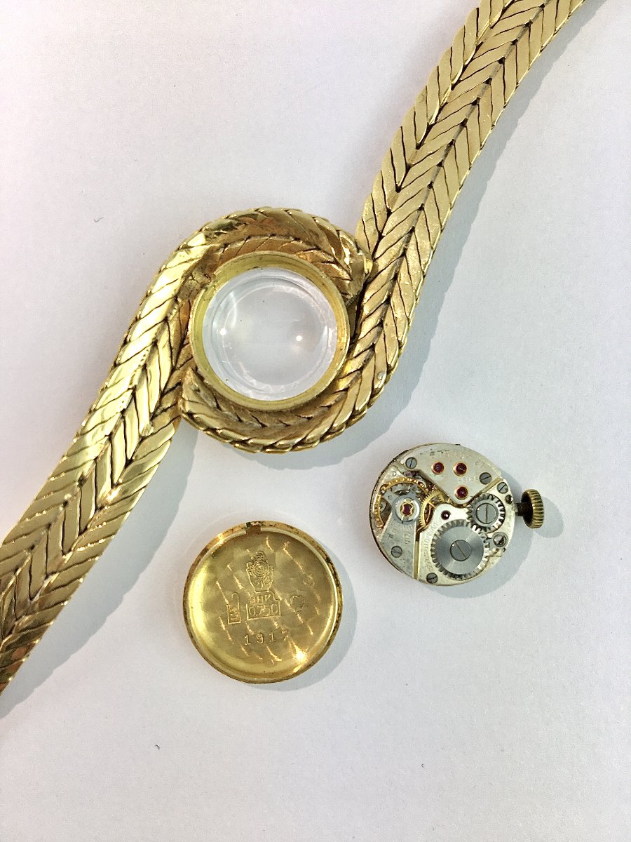 Movado Yellow Gold Tourbillon Jewelry Watch, 1950s Style, Mechanical-photo-7