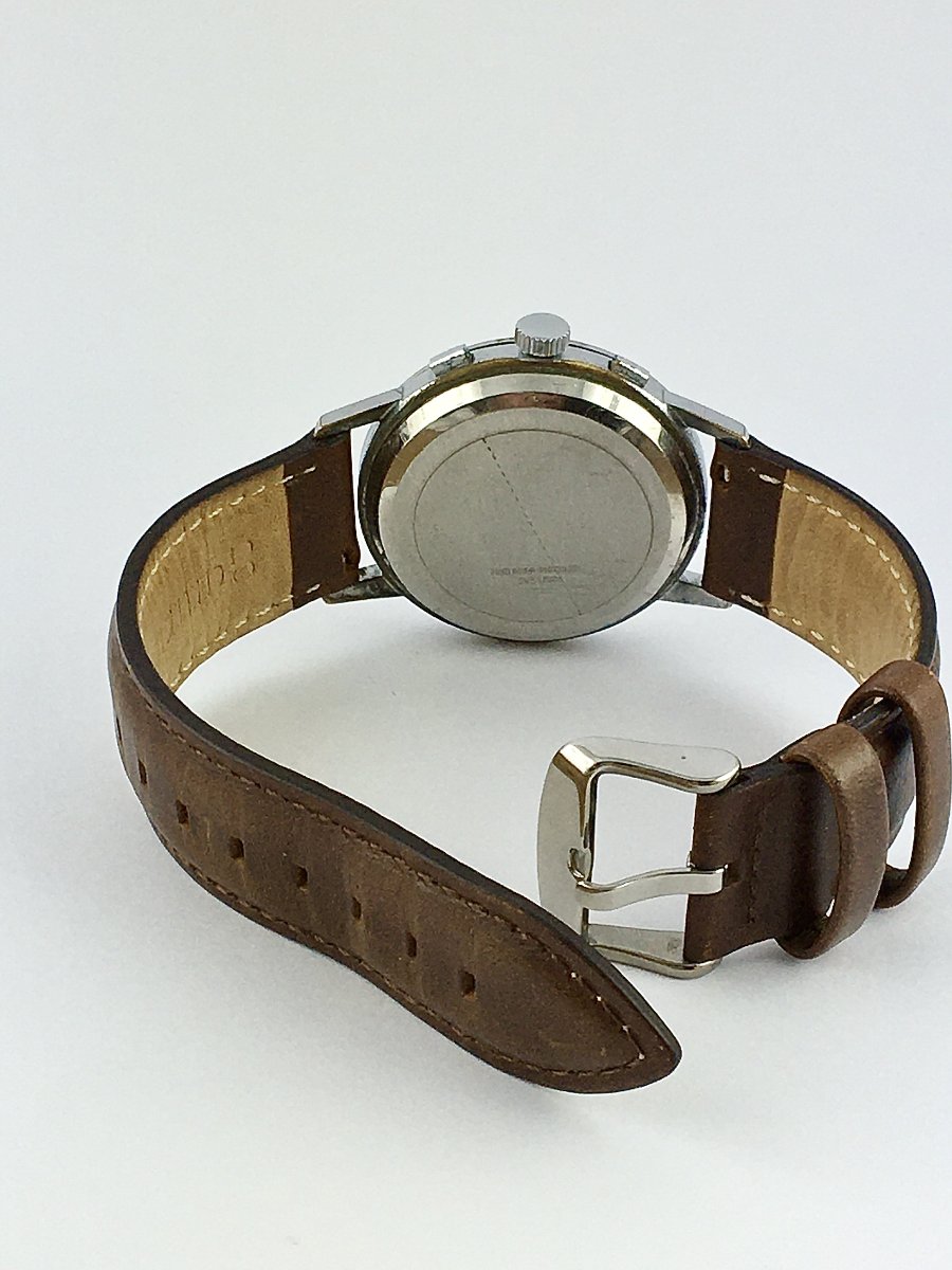 Montre Gruen Chrono Calibre Landeron Mécanique 1950 Acier Sur Cuir-photo-7