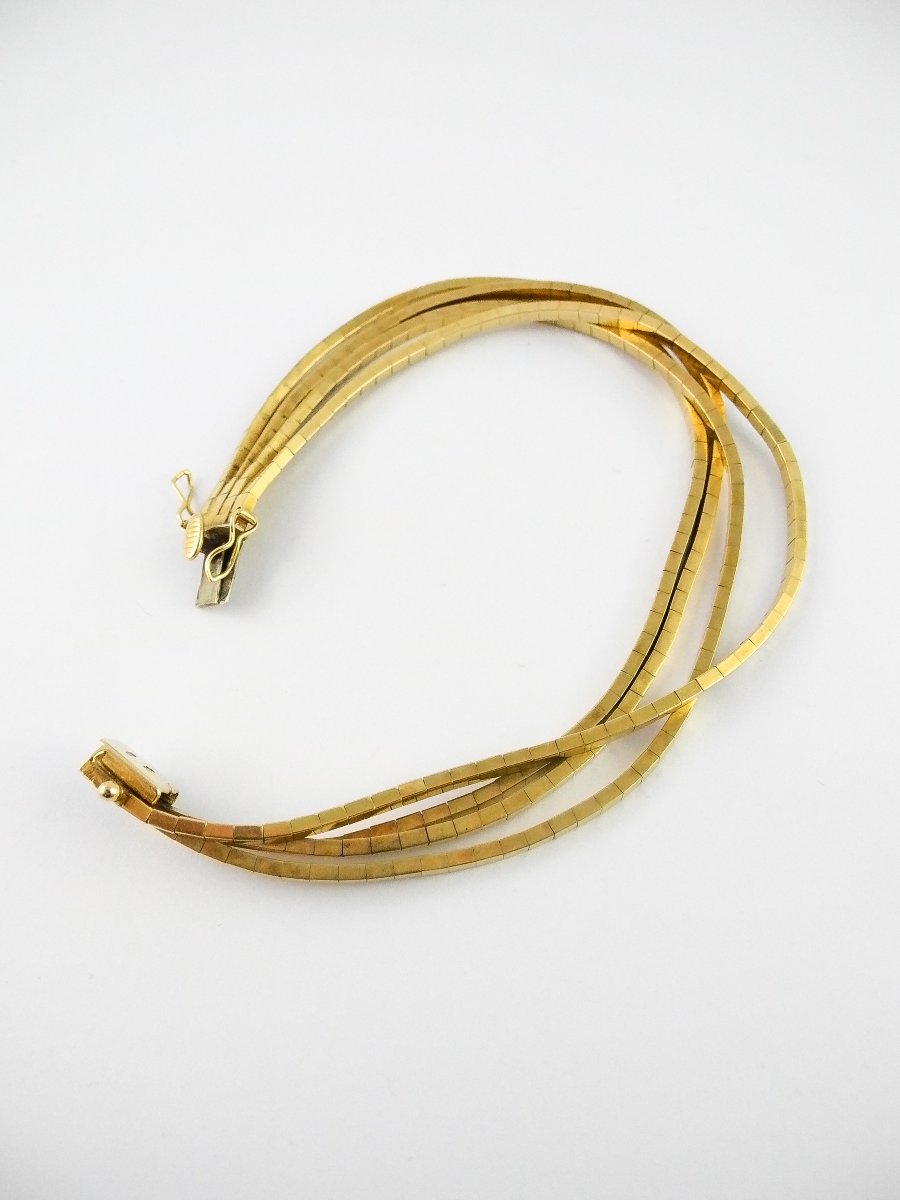 Vintage Multi-strand Yellow Gold Bracelet With Flexible Cuff Volume-photo-2