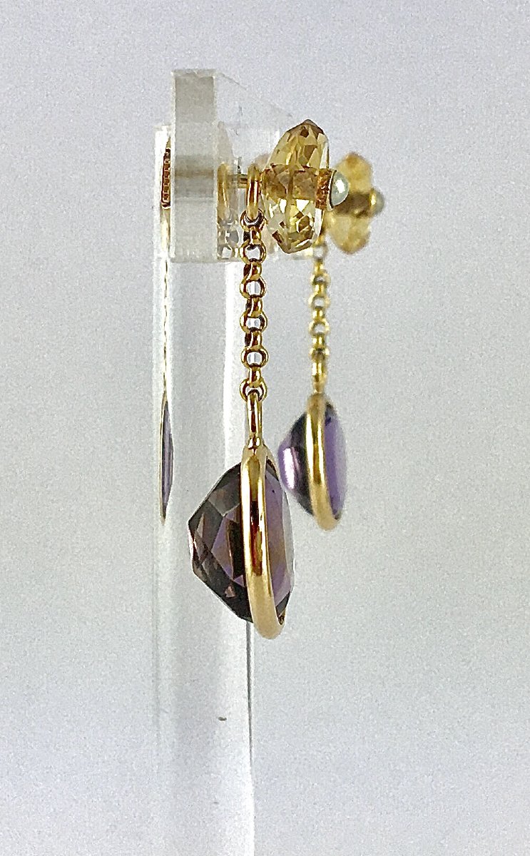 Napoleon III Style Stud Earrings With Citrine, Fine Pearls & Removable Amethysts-photo-2