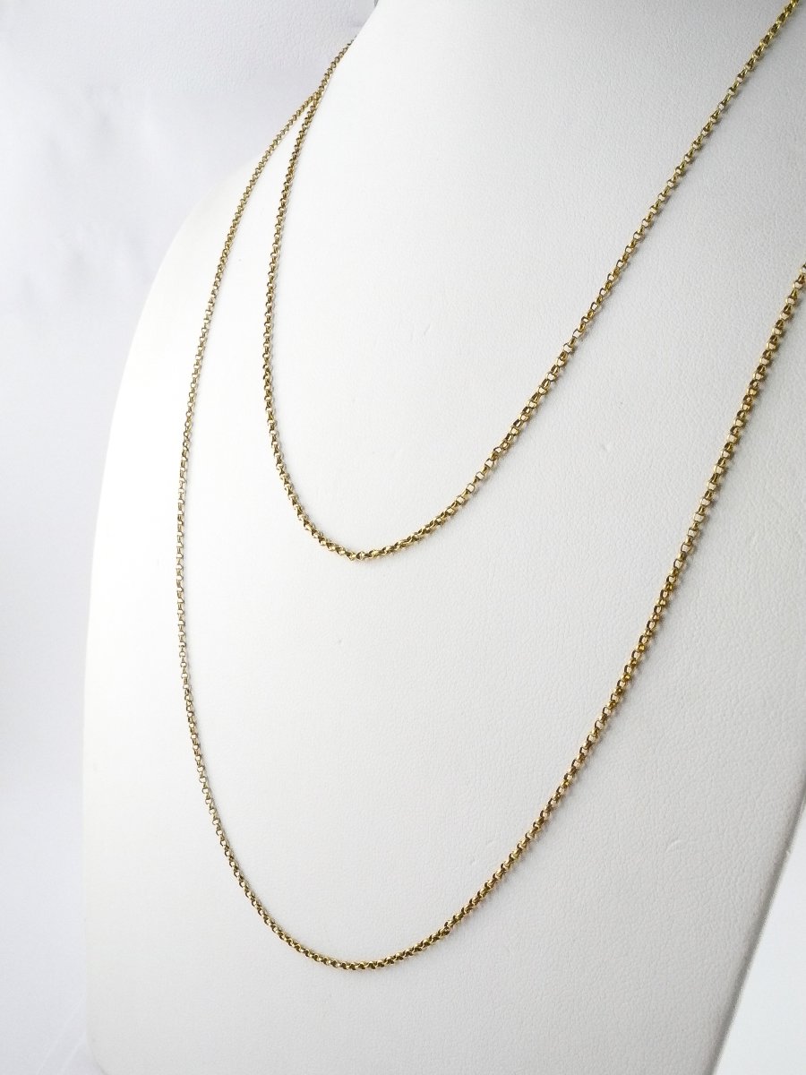 Sautoir en Or Jaune 18K maille jaseron-photo-2