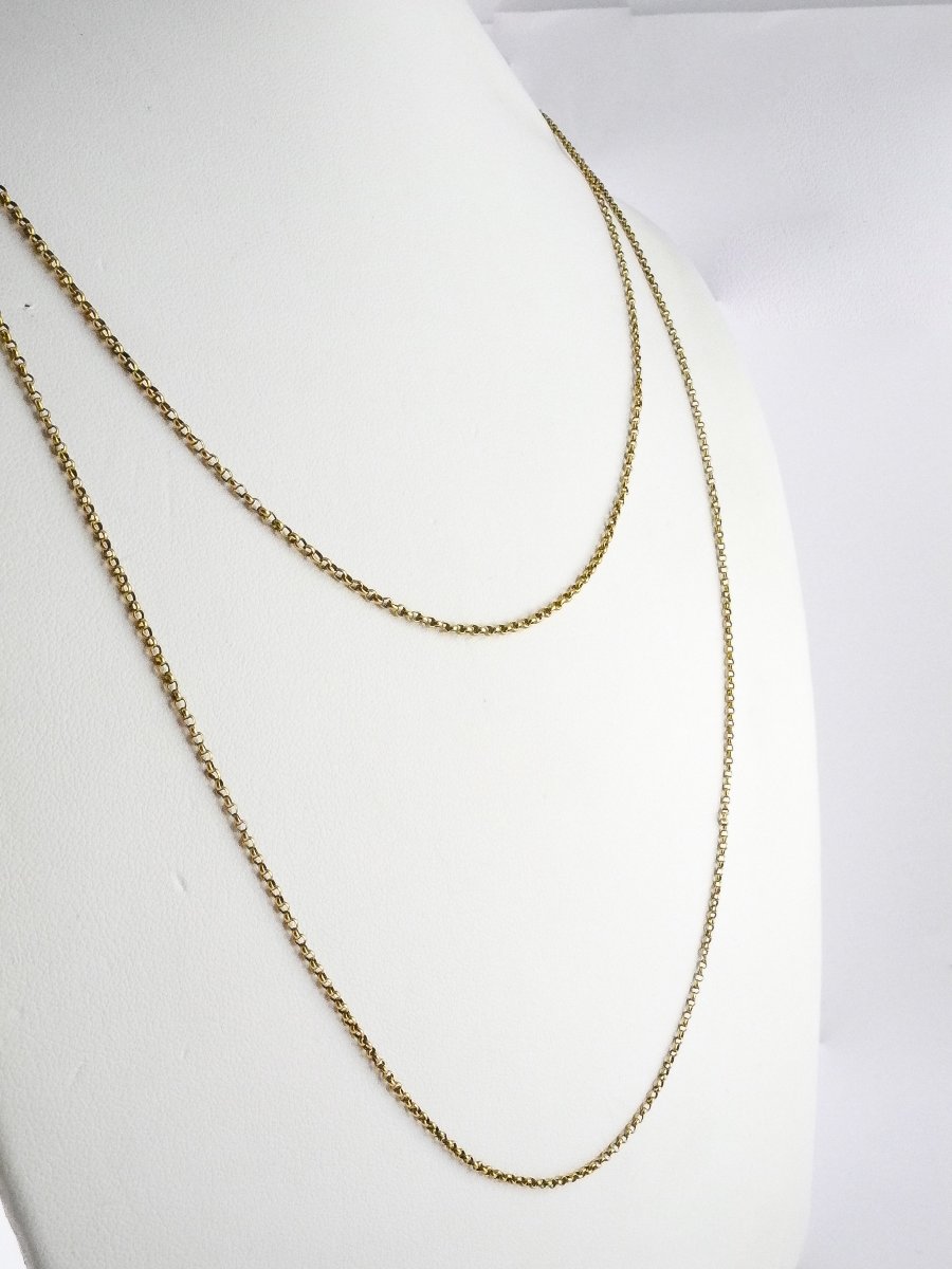 Sautoir en Or Jaune 18K maille jaseron-photo-3