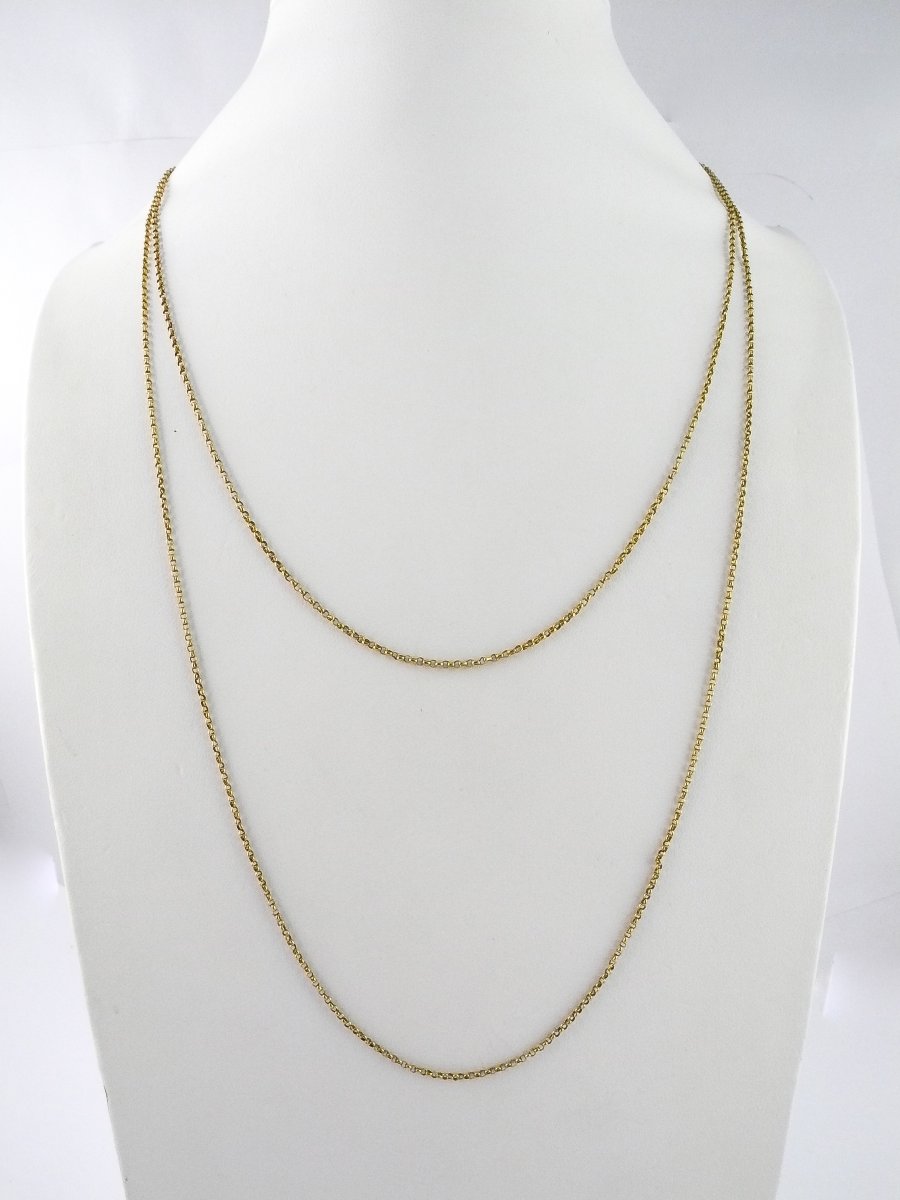 Sautoir en Or Jaune 18K maille jaseron-photo-4