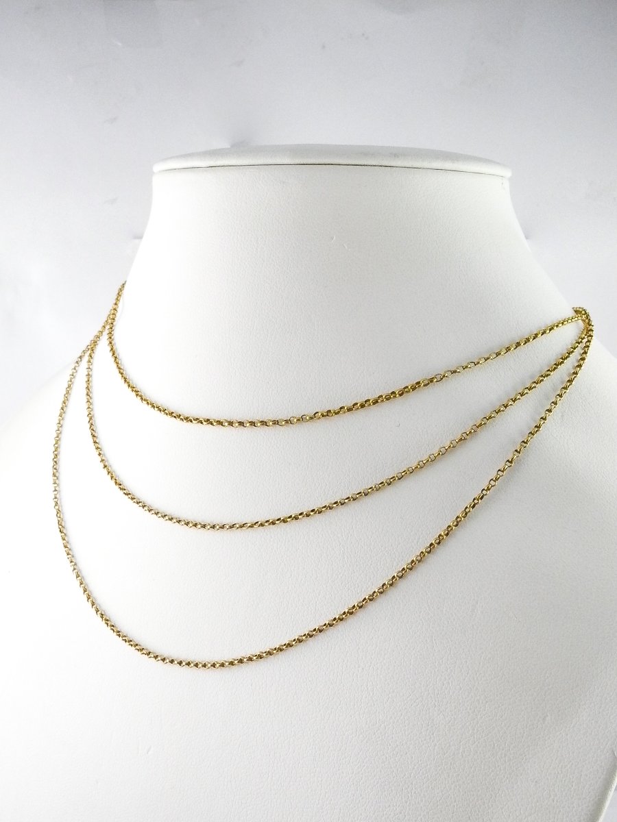 Sautoir en Or Jaune 18K maille jaseron-photo-5