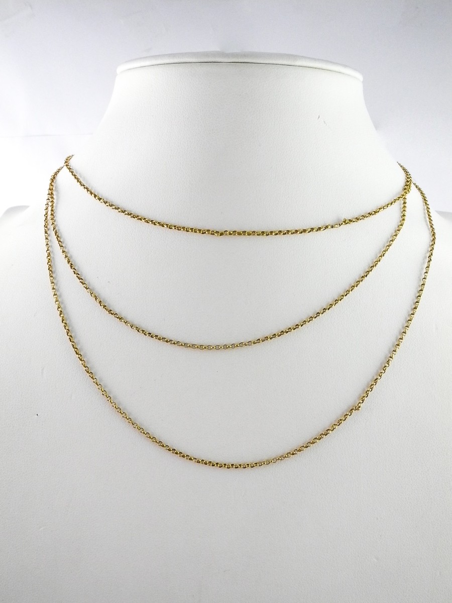 Sautoir en Or Jaune 18K maille jaseron