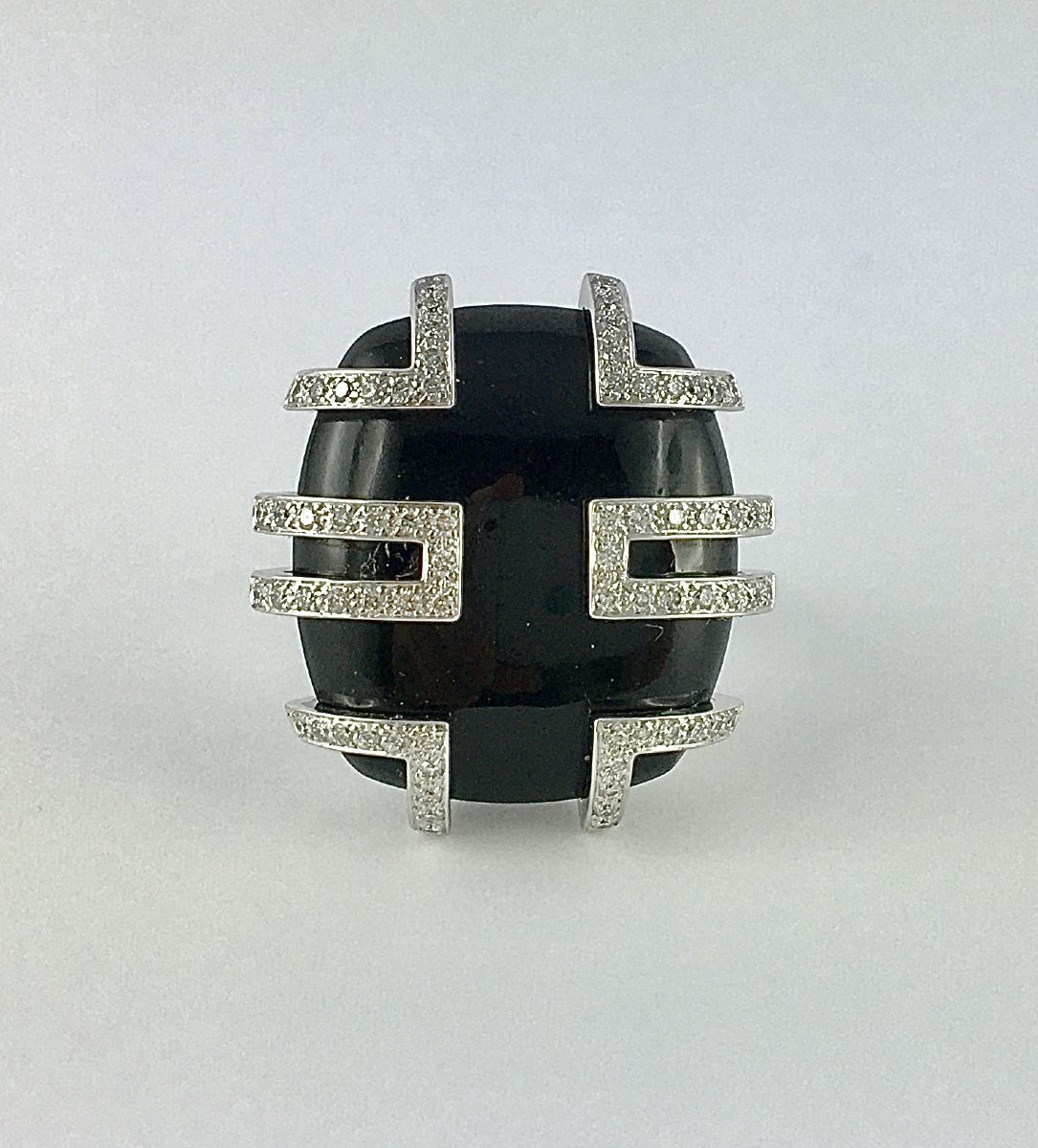 Bague Cartier Baiser du Dragon Yijing Jade Noir et Diamants sur Or Blanc-photo-3