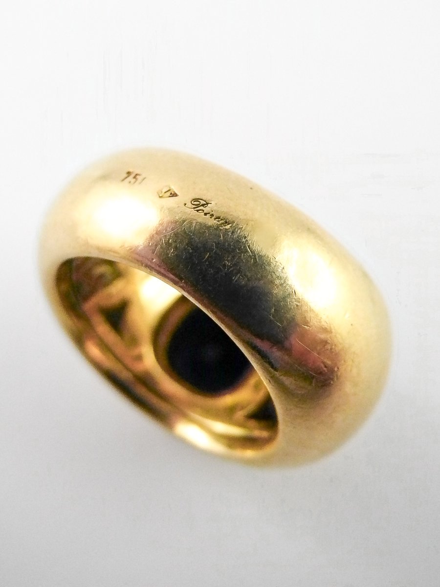 Bague Poiray Jonc Boule Iolite Sur Or Jaune-photo-4