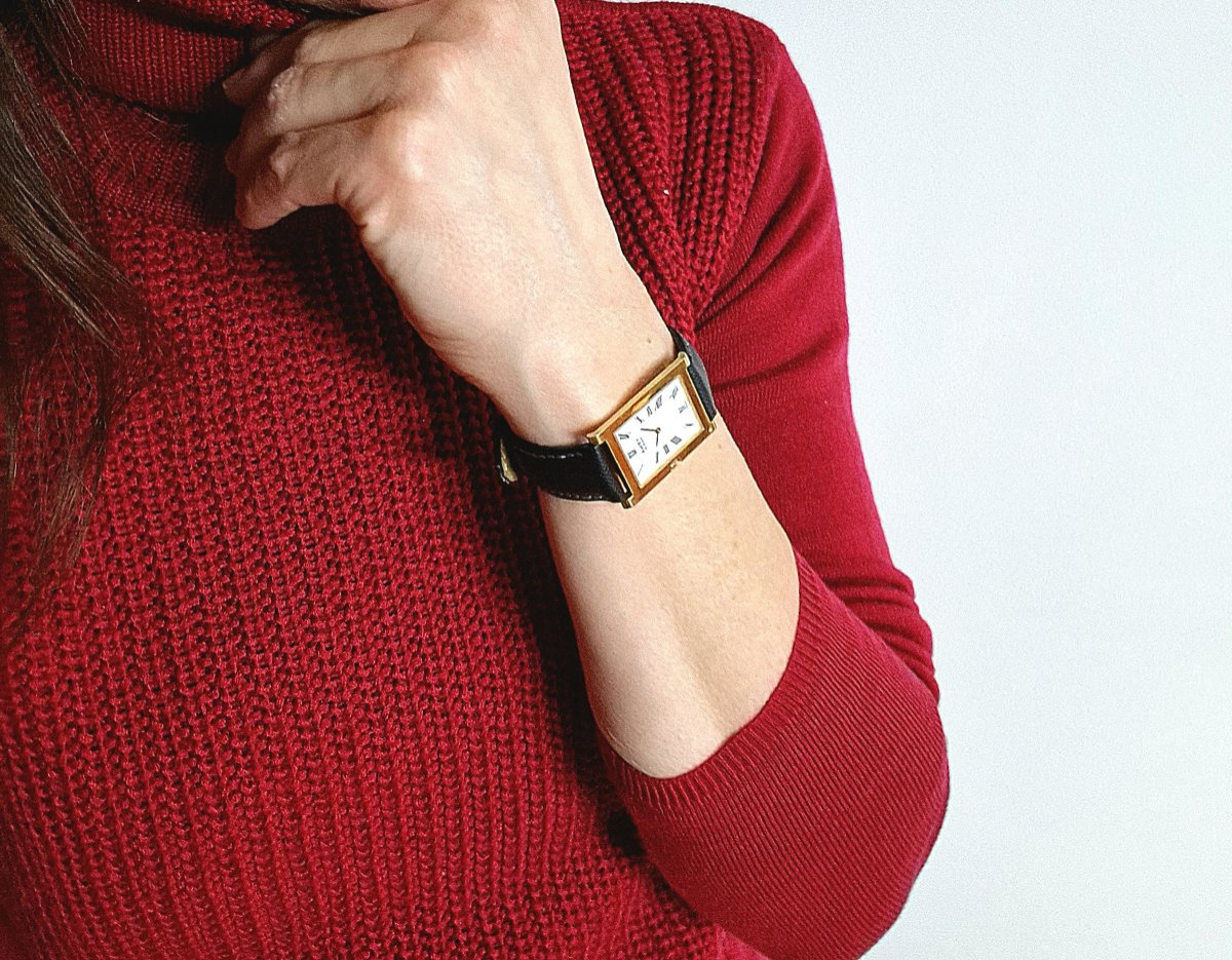 Montre Yema Modèle Paris, Vintage Années 80, Or Jaune Sur Cuir, Quartz-photo-8