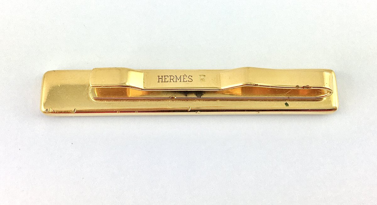 Hermès Tie Clip, Enamel, Nautical Motif, Anchors And Ropes On Gold-plated Metal-photo-2