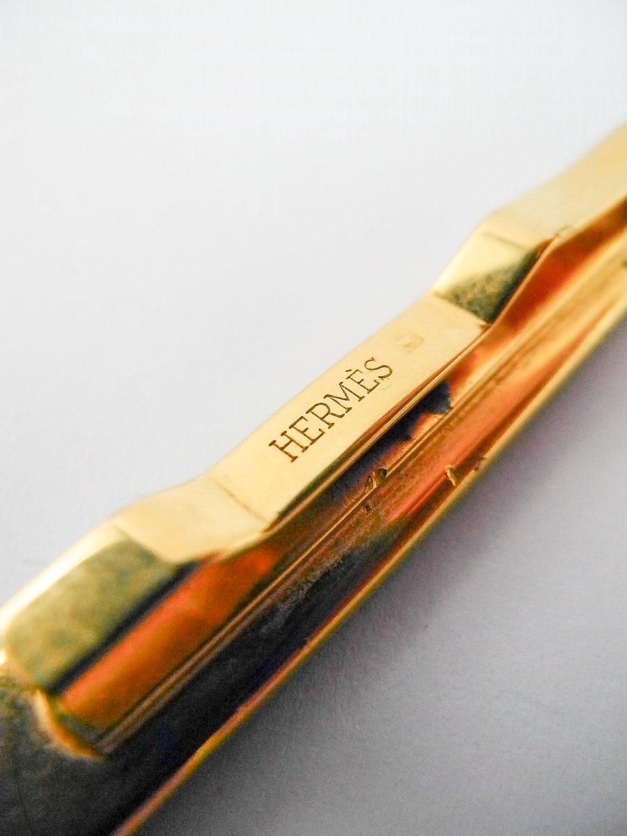 Hermès Tie Clip, Enamel, Nautical Motif, Anchors And Ropes On Gold-plated Metal-photo-3