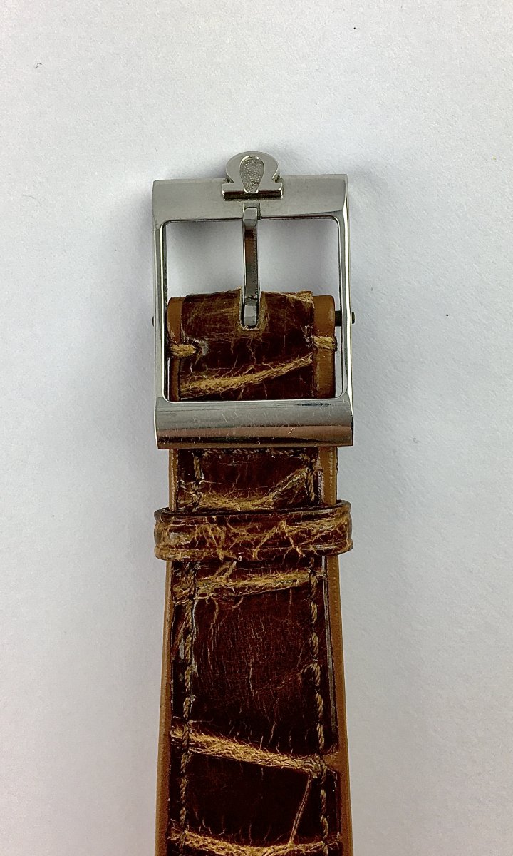 Omega Grande Ouverture 1950s Mechanical Watch, Steel On Leather-photo-6