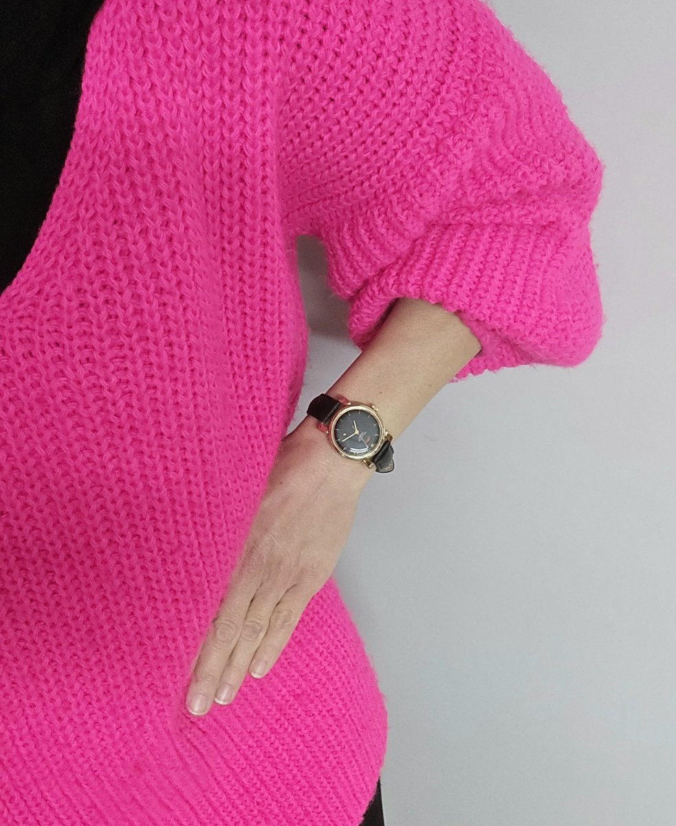 Lecoultre Powermatic Automatic Watch, Black Dial, Power Reserve, 1950s Style, Gold-filled Leather Strap-photo-6