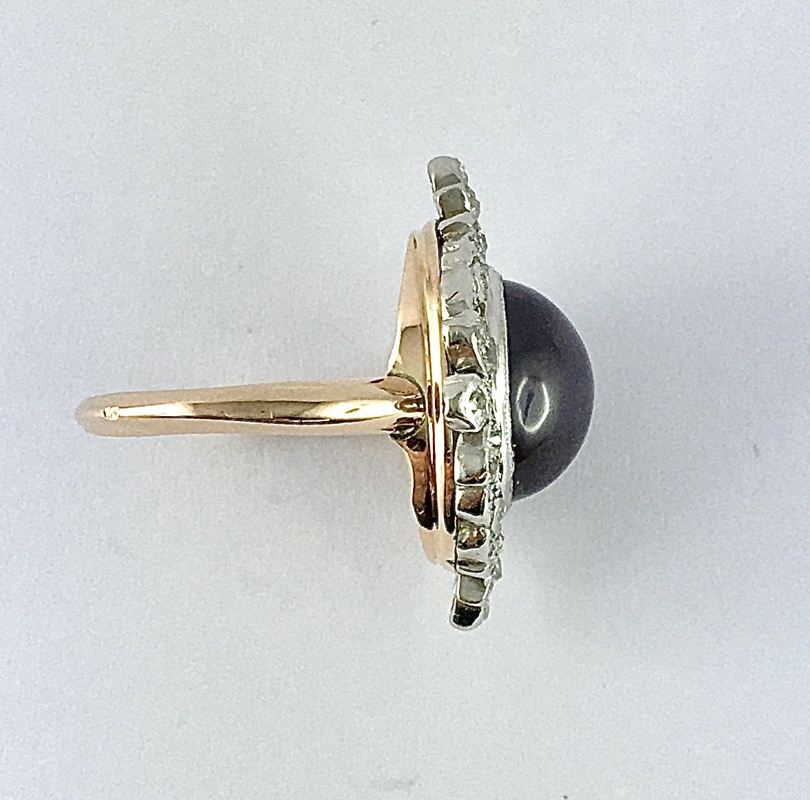 Marquise Ring With Mauve Starry Sapphire And Diamonds On Rose And White Gold, Belle Epoque Style-photo-6