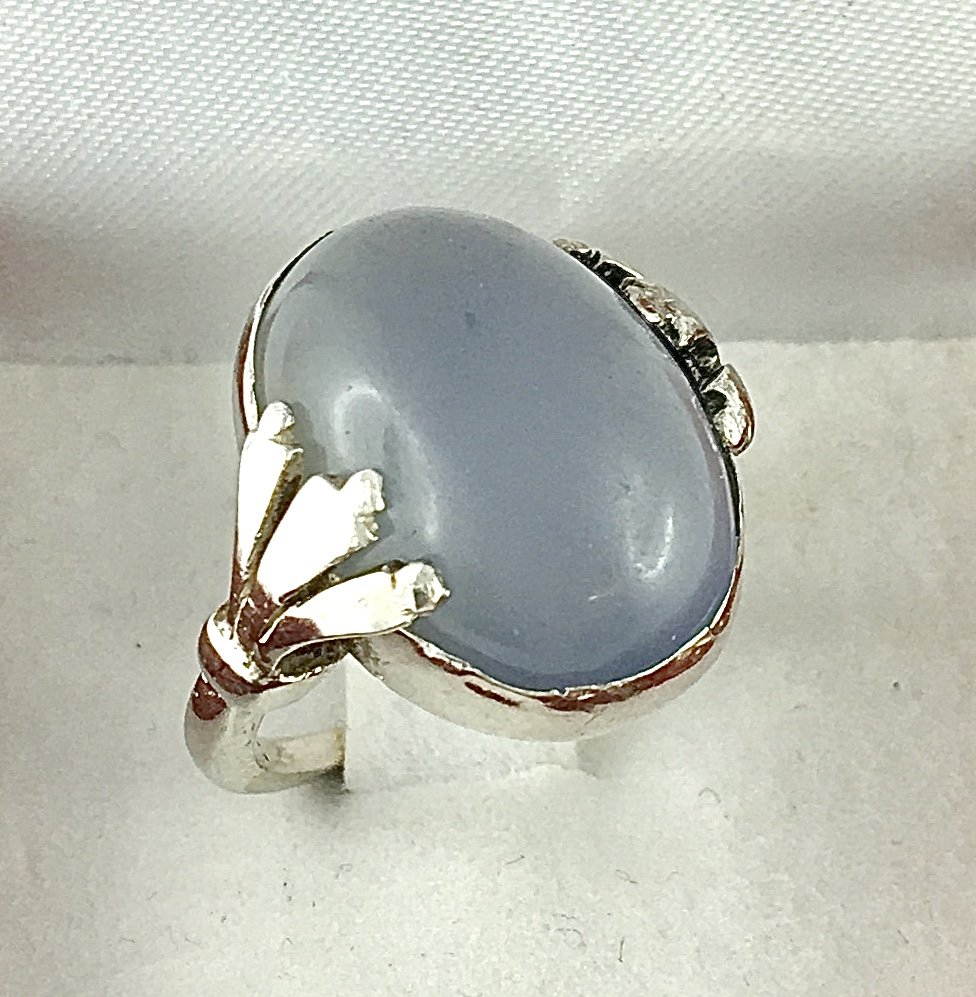 Bague Georg Jensen Belle Epoque 1910, Calcédoine sur Argent  -photo-3