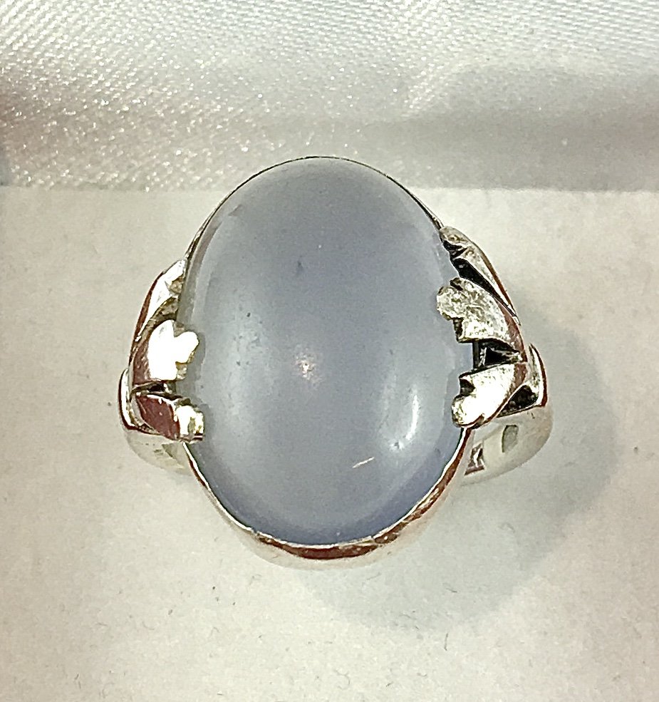 Bague Georg Jensen Belle Epoque 1910, Calcédoine sur Argent  -photo-4