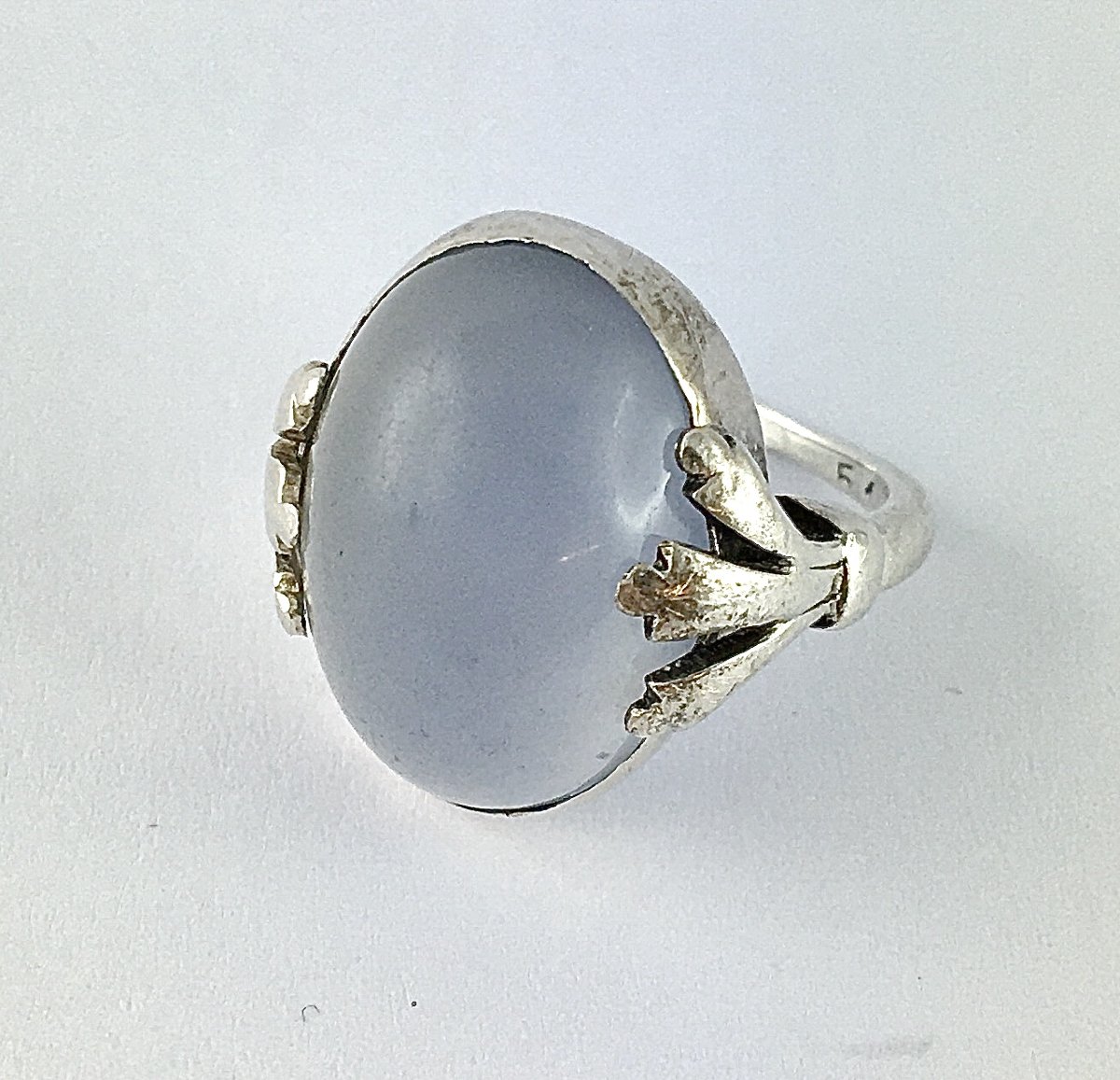 Bague Georg Jensen Belle Epoque 1910, Calcédoine sur Argent  -photo-2