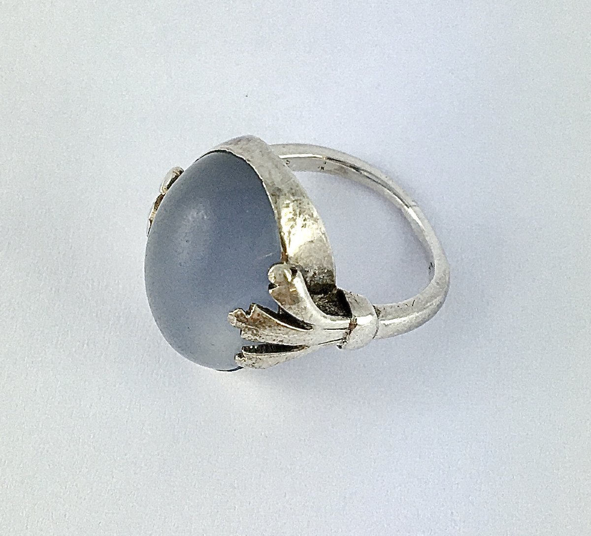 Bague Georg Jensen Belle Epoque 1910, Calcédoine sur Argent  -photo-3