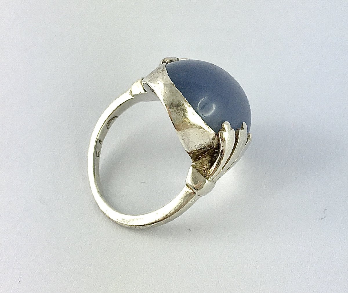 Bague Georg Jensen Belle Epoque 1910, Calcédoine sur Argent  -photo-4