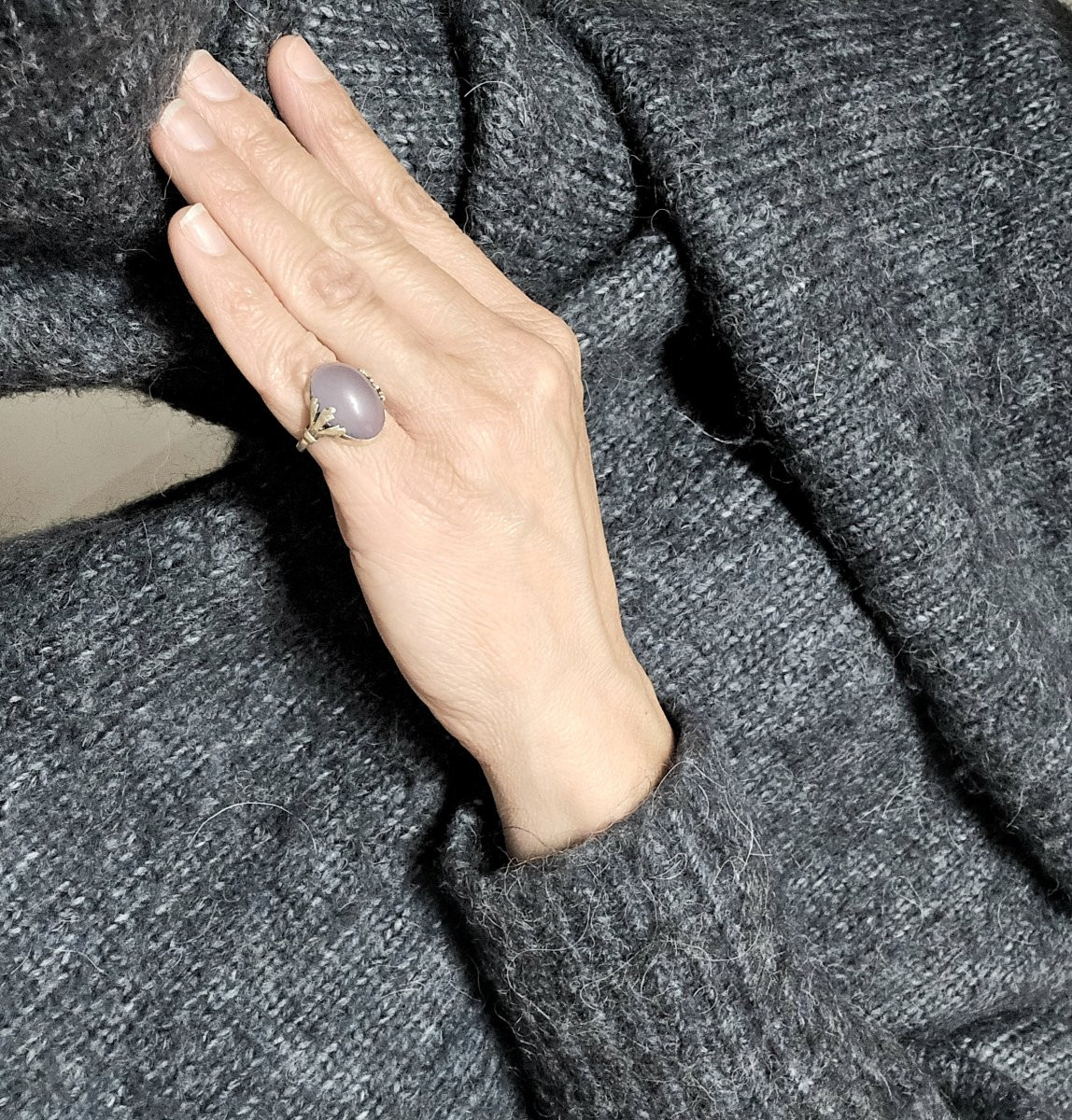 Bague Georg Jensen Belle Epoque 1910, Calcédoine sur Argent  -photo-8