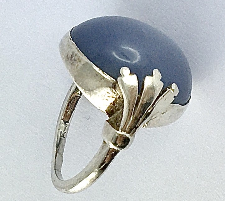 Bague Georg Jensen Belle Epoque 1910, Calcédoine sur Argent  