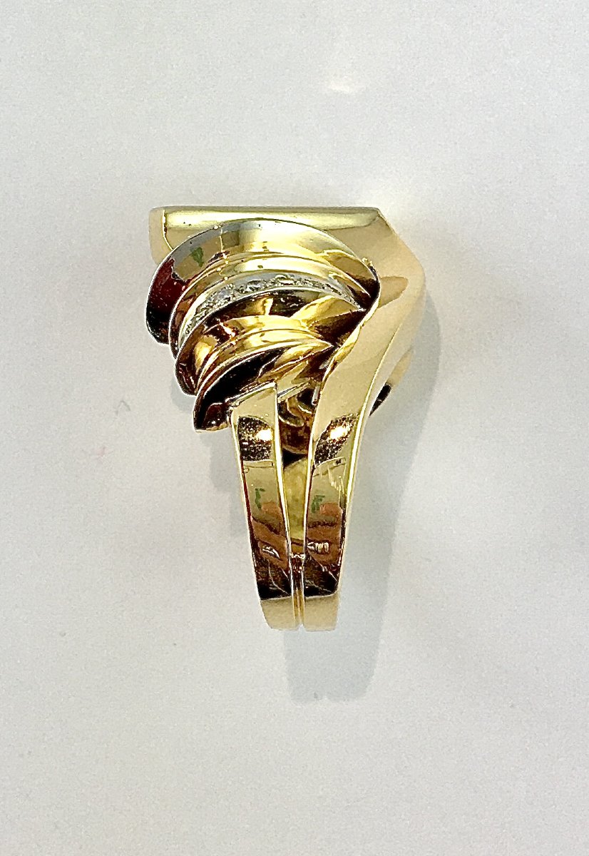 Bague Style Tank Diamants Sur Ors Rose Et Blanc-photo-4