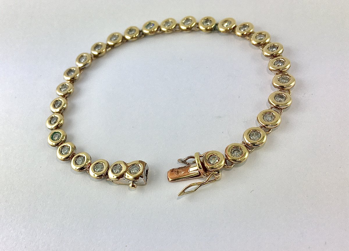 Bracelet Ligne Diamants Sertis Clos sur Or Jaune -photo-3