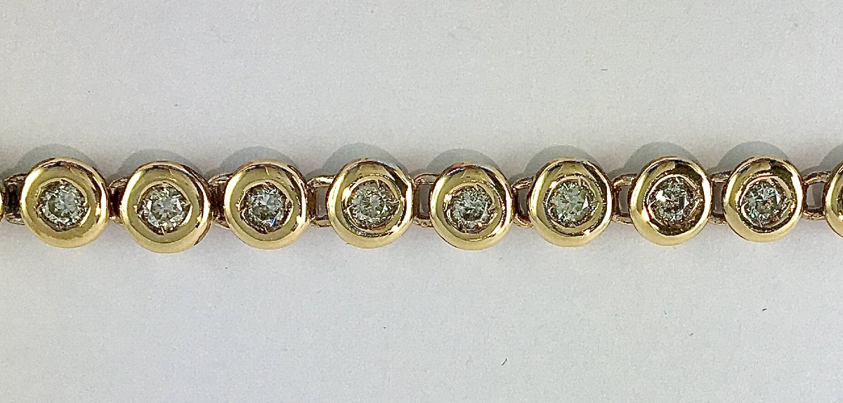Bracelet Ligne Diamants Sertis Clos sur Or Jaune -photo-4