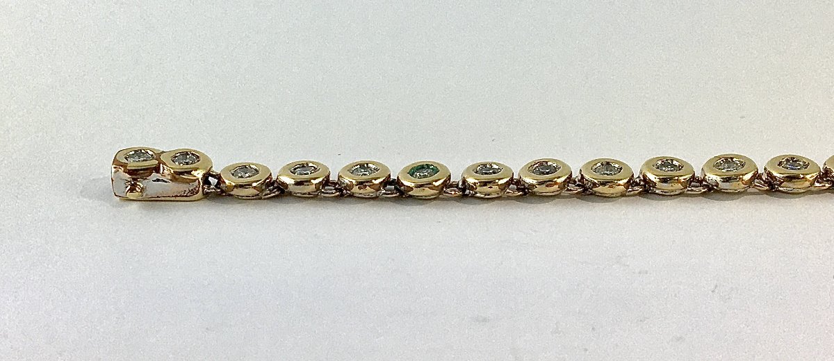 Bracelet Ligne Diamants Sertis Clos sur Or Jaune -photo-4