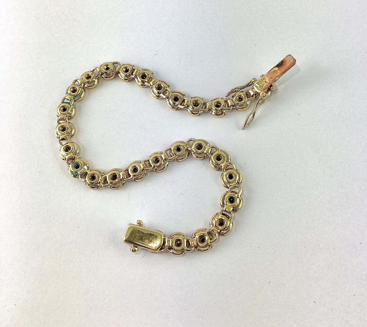 Bracelet Ligne Diamants Sertis Clos sur Or Jaune -photo-5