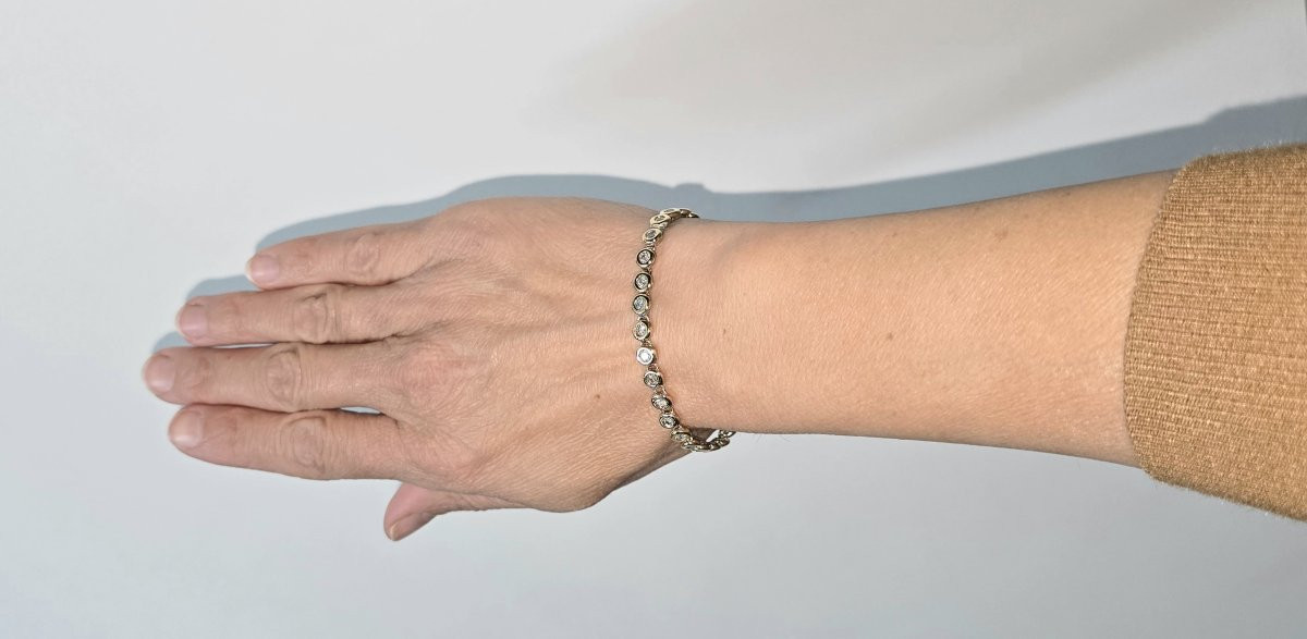 Bracelet Ligne Diamants Sertis Clos sur Or Jaune -photo-7