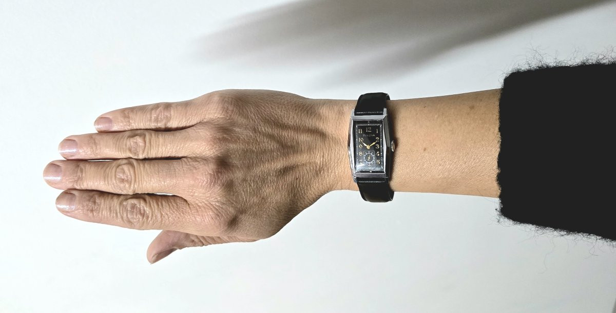 Montre Bulova Art Déco Années 40 Acier Mécanique Manuelle-photo-7