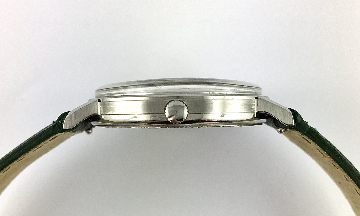 Universal Genève White Shadow Date Automatic Watch 1970 Steel On Leather-photo-4