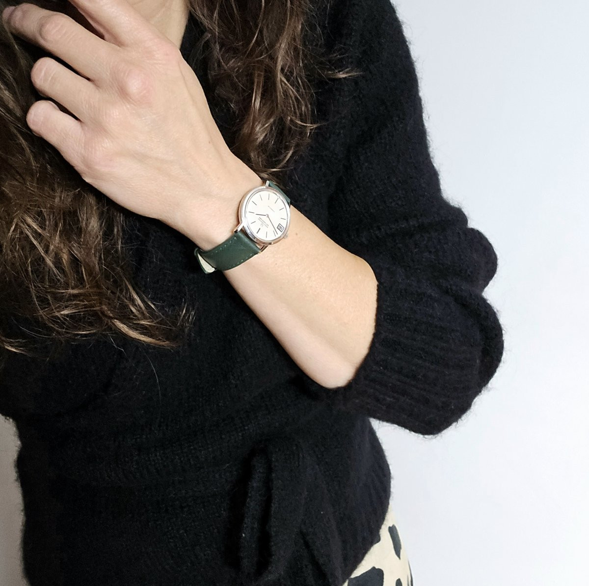 Universal Genève White Shadow Date Automatic Watch 1970 Steel On Leather-photo-8