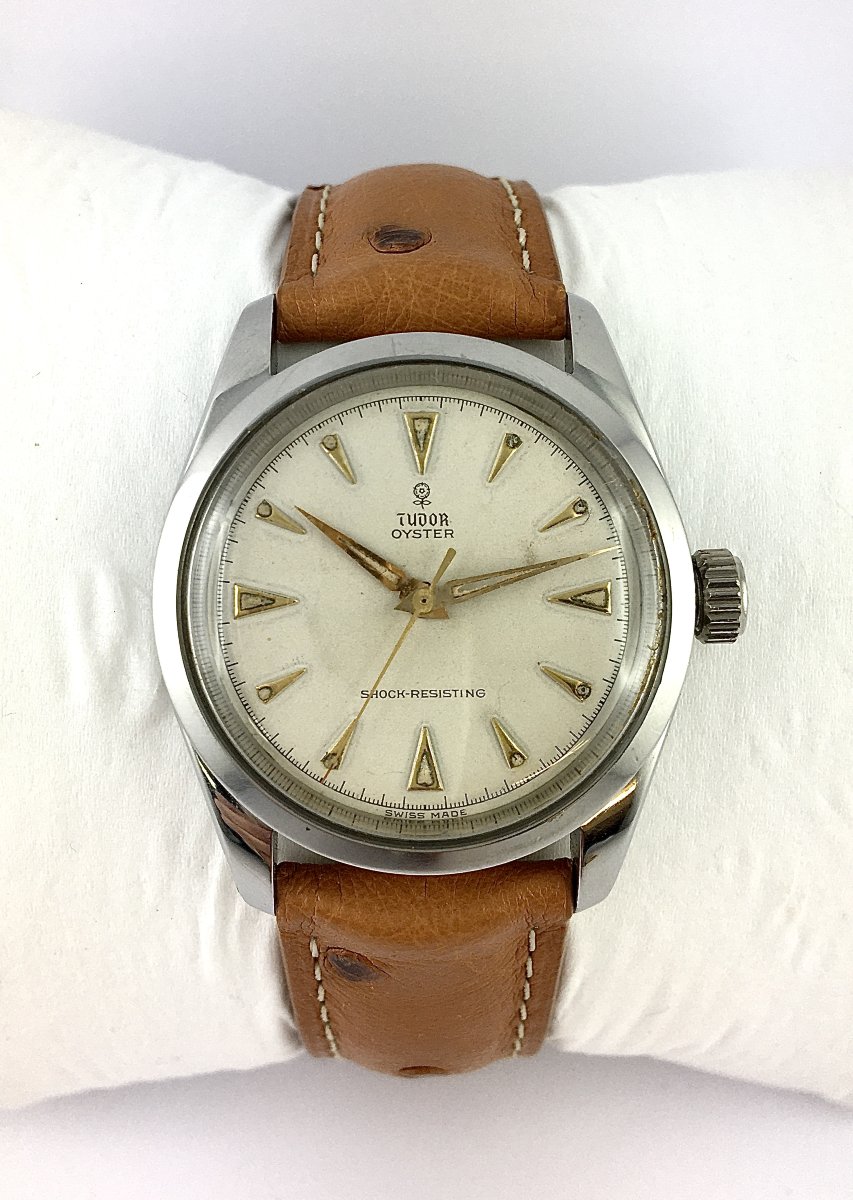 Tudor Oyster Small Rose Mechanical Hand-wound Watch, Year 1955, Steel On Leather-photo-2
