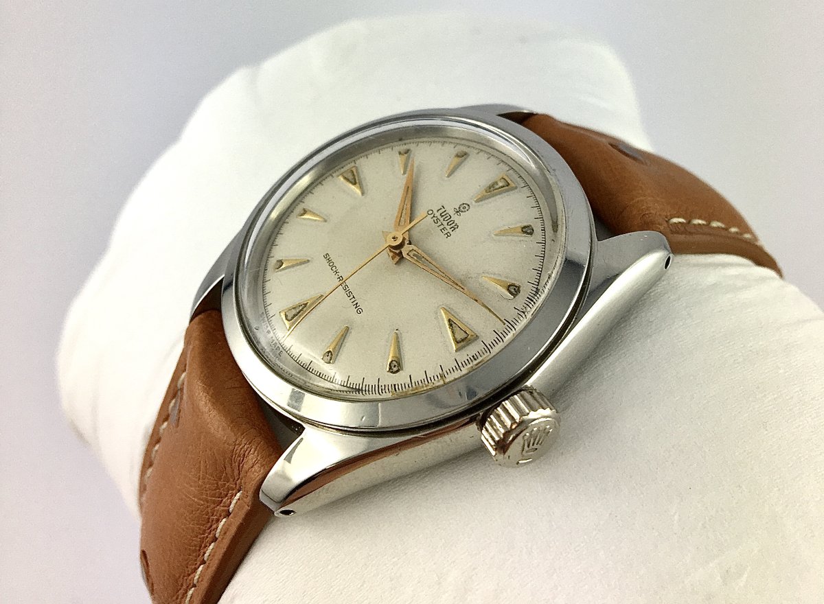 Tudor Oyster Small Rose Mechanical Hand-wound Watch, Year 1955, Steel On Leather-photo-3
